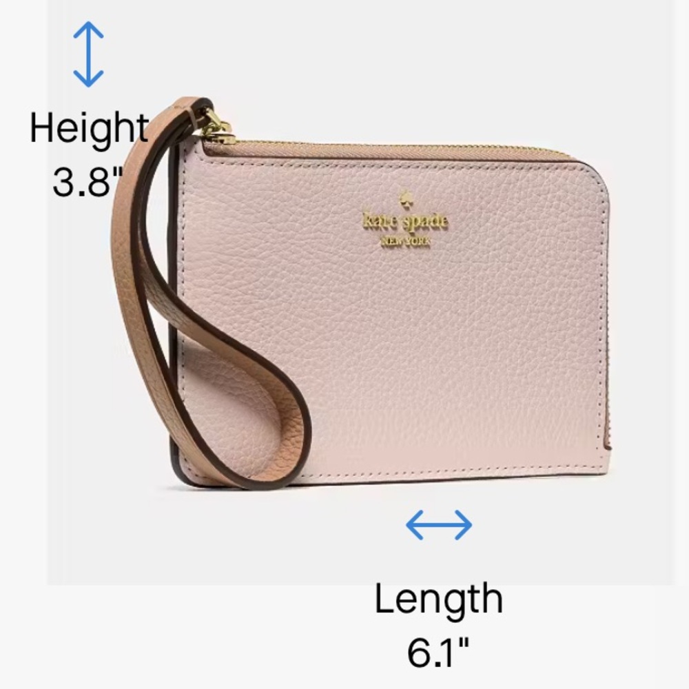 kate spade Pale Blush Pink Pebbled Leather Wristlet with Strap - Picture 5 of 6